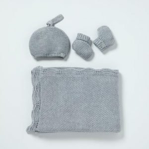 bamboo knit blanket gift set